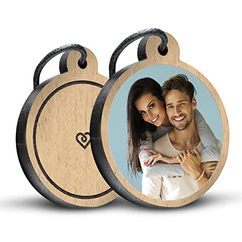 schenkYOU Premium Schlüsselanhänger mit Foto aus Eichenholz rund - personalisierte Geschenkidee für Muttertag, Vatertag von schenkYOU