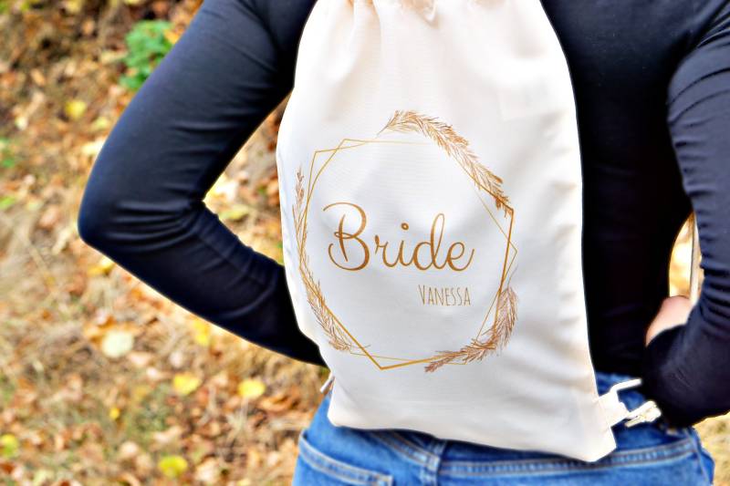 Jga Turnbeutel Personalisiert Mit Name | Braut & Team Bride Bag Geschenkidee Junggesellinnenabschied Gym Jute Tasche von schenkpersoenlich
