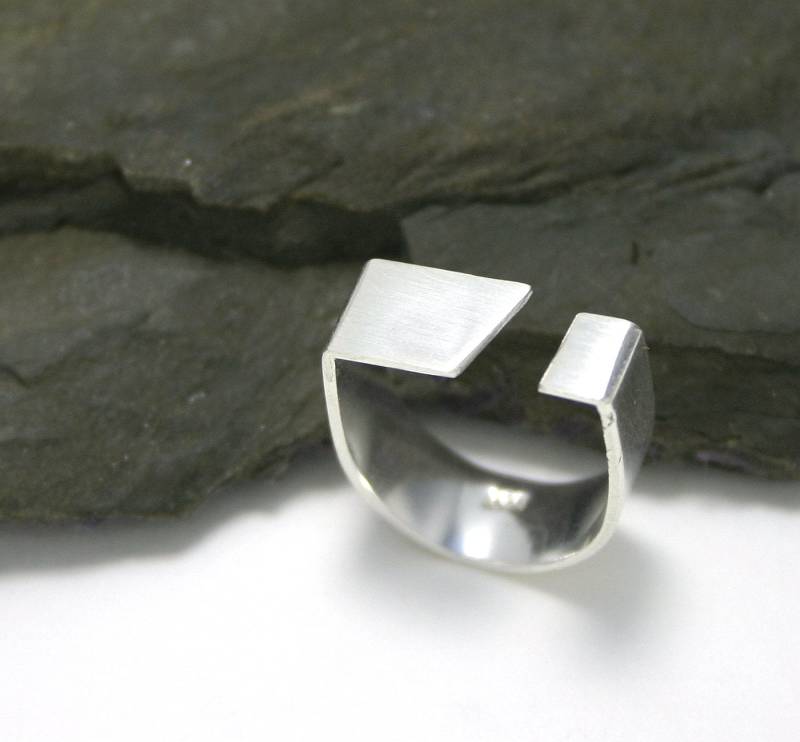 Moderner Silberring, U, Offen Matt, Schlicht, Eckig Moderner Silberring, U, Offen Matt, Schlicht, Eckig von schlichtSchmuck