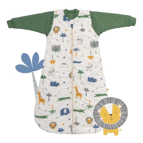 Schlummersack Ganzjahres-Schlafsack für Babys 90 cm Dschungel | Babyschlafsack Mit Abnehmbaren Ärmeln 2.5 Tog | Baumwolle von schlummersack