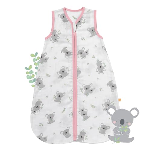 Schlummersack Schlafsack Baby Sommer 80 cm dünn Bambus-Musselin Koala | Babyschlafsack Sommer 0.5 Tog 0-2 Jahre Baby Mädchen von schlummersack
