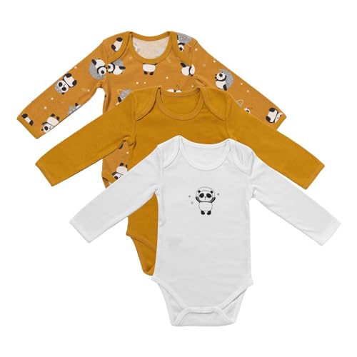 schlummersack Baby Body Langarm Set Unisex Panda Größe 92 18-24Monate | 3 Stück Baby Body Mädchen Junge | Body Baby - Babybody 100% Bio Baumwolle Pack von schlummersack