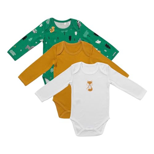 schlummersack Baby Body Langarm Set Unisex Waldtiere Größe 92 18-24Monate | 3 Stück Baby Body Mädchen Junge | Body Baby - Babybody 100% Bio Baumwolle Pack von schlummersack