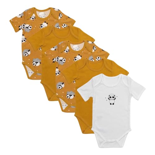 schlummersack Baby Body Set 100% Bio Baumwolle Kurzarm Unisex Panda Größe 92 18-24 Monate | 5 Stück Body Baby Mädchen Jungen | Babybody Kurzarm Set | Sommer Bodys Kurzarmbody von schlummersack