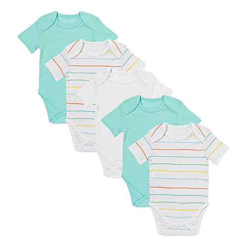 schlummersack Baby Body Set 100% Bio Baumwolle Kurzarm Unisex Regenbogen Größe 80 9-12 Monate | 5 Stück Body Baby Mädchen Jungen | Babybody Kurzarm Set | Sommer Bodys Kurzarmbody von schlummersack