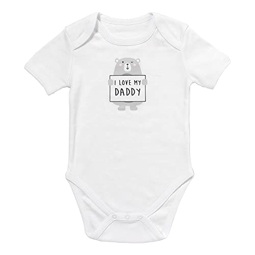 schlummersack Baby Body mit Spruch Kurzarm Unisex I Love My Daddy Größe 74 6-9Monate | Statement Baby Body Mädchen Junge | Body Baby - Babybody 100% Bio Baumwolle von schlummersack