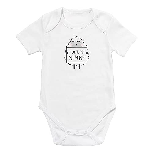 schlummersack Baby Body mit Spruch Kurzarm Unisex I Love My Mummy Größe 62 0-3Monate | Statement Baby Body Mädchen Junge | Body Baby - Babybody 100% Bio Baumwolle von schlummersack