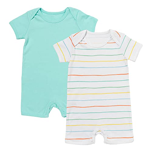 schlummersack Baby Strampler Set 100% Bio Baumwolle Kurzarm Unisex Regenbogen Größe 92 18-24 Monate | 2 Stück Strampler Baby Mädchen Jungen | Babystrampler Kurzarm Set | Sommer Strampler Kurzarm von schlummersack