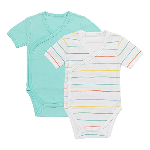 schlummersack Baby Wickelbody Set 100% Bio Baumwolle Kurzarm Regenbogen Größe 68 3-6 Monate | 2 Stück Body Baby Mädchen Jungen | Babybody Kurzarm Set | Sommer Bodys Kurzarmbody von schlummersack