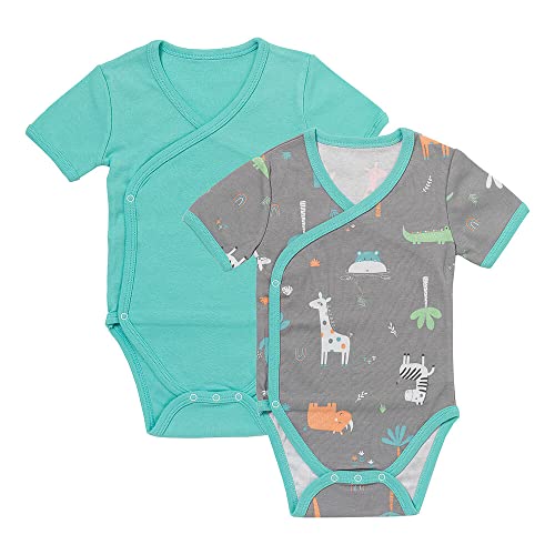 schlummersack Baby Wickelbody Set 100% Bio Baumwolle Kurzarm Safari Größe 92 18-24 Monate | 2 Stück Body Baby Mädchen Jungen | Babybody Kurzarm Set | Sommer Bodys Kurzarmbody von schlummersack