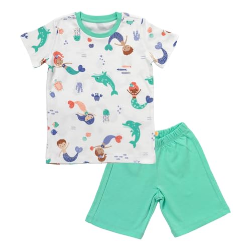 schlummersack Kinder Schlafanzug Mädchen kurz Meerjungfrau Größe 104 3-4 Jahre |Kinderschlafanzüge Jungen zweiteilig | Schlafanzug Winter Mädchen Kuschel Pyjama Kinder Set Baumwolle von schlummersack