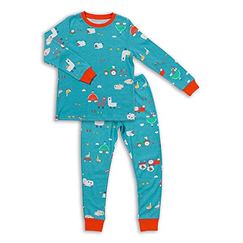 schlummersack Kinder Schlafanzug Mädchen lang Bauernhof Größe 134 8-9 Jahre |Kinderschlafanzüge Jungen zweiteilig | Schlafanzug Winter Mädchen Kuschel Pyjama Kinder Set Baumwolle von schlummersack