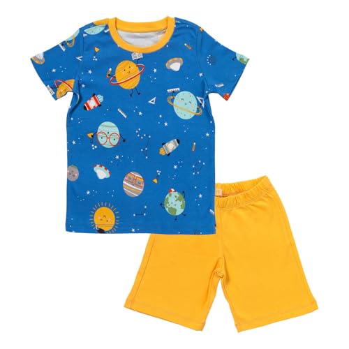 schlummersack Kinder Schlafanzug kurz Unisex Space Größe 98 2-3 Jahre |Pyjama Kinder Set zweiteilig Jungen & Mädchen | Kinderschlafanzüge Schlafanzug Baumwolle von schlummersack