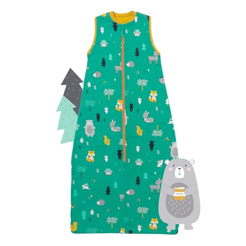 schlummersack Kinder Schlafsack 100% Bio Sommer 150 cm dünn Waldtiere | Sommerschlafsack 1.0 Tog 1 Tog Bio Baumwolle Schlafsack Sommer | Schlafsack Baby Sommer Frühling von schlummersack