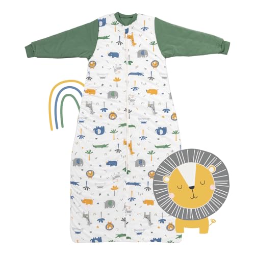 schlummersack Kinder Schlafsack Baby Winter 150 cm Dschungel | Winterschlafsack Baby mit Ärmel 3.5 Tog Baby Schlafsack Winter | Winter Schlafsack Baby von schlummersack