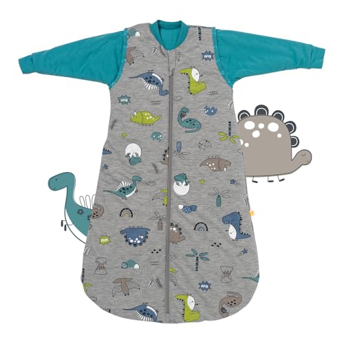 schlummersack Kinder Schlafsack 2.5 Tog Modal Oeko-Tex 150 cm Dinosaurier | Ganzjahresschlafsack Baby mit Ärmel abnehmbar Kinderschlafsack ganzjährig 6-10 Jahre von schlummersack