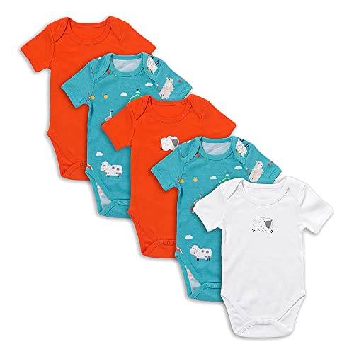 schlummersack Kurzarm Baby Body Set 100% Bio Baumwolle Bauernhof Größe 74 6-9 Monate | 5 Stück Body Baby Mädchen - Sommer Babybody Kurzarm Bio Baumwolle | Baby Bodys Mädchen, Bodys Baby Mädchen Pack von schlummersack