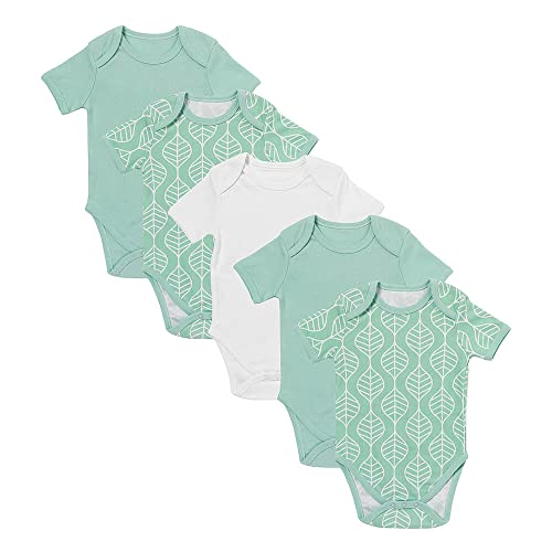 schlummersack Kurzarm Baby Body Set 100% Bio Baumwolle Blätter Größe 80 9-12 Monate | 5 Stück Body Baby Junge - Sommer Babybody Kurzarm Bio Baumwolle | Baby Bodys Jungen, Bodys Baby Jungen Pack von schlummersack