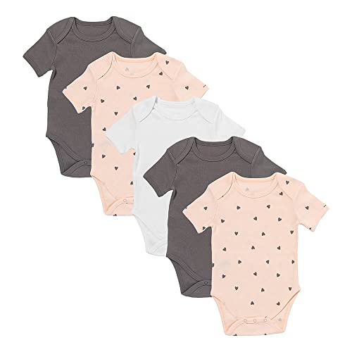 schlummersack Kurzarm Baby Body Set 100% Bio Baumwolle Herzen Größe 68 3-6 Monate | 5 Stück Body Baby Mädchen - Sommer Babybody Kurzarm Bio Baumwolle | Baby Bodys Mädchen, Bodys Baby Mädchen Pack von schlummersack