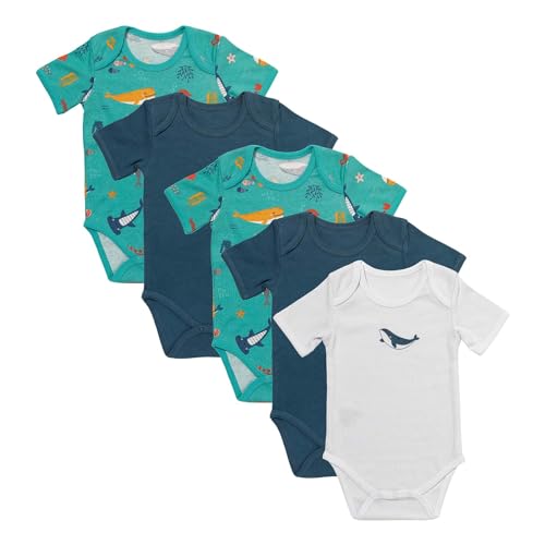 schlummersack Kurzarm Baby Body Set 100% Bio Baumwolle Meerestiere Größe 68 3-6 Monate | 5 Stück Body Baby Junge - Sommer Babybody Kurzarm Bio Baumwolle | Baby Bodys Jungen, Bodys Baby Jungen Pack von schlummersack
