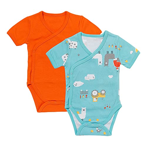 schlummersack Kurzarm Baby Wickelbody Set 100% Bio Baumwolle Bauernhof Größe 74 6-9 Monate | 2 Stück Body Baby Junge - Sommer Babybody Kurzarm Bio Baumwolle | Baby Bodys Jungen, Bodys Baby Pack von schlummersack