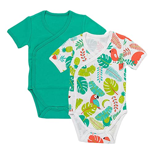 schlummersack Kurzarm Baby Wickelbody Set 100% Bio Baumwolle Tropical Größe 92 18-24 Monate | 2 Stück Body Baby Mädchen - Sommer Babybody Kurzarm Bio Baumwolle | Baby Bodys Mädchen, Bodys Baby Pack von schlummersack