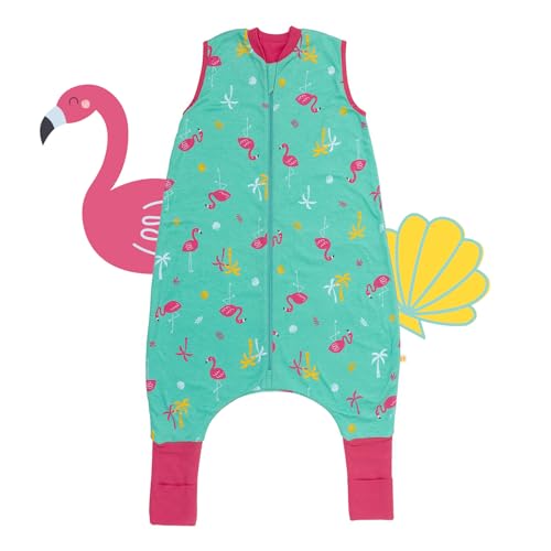 schlummersack Schlafsack mit Füßen 100% Bio Baumwolle Sommer 1 Tog 130 cm Flamingo | Kinder Schlafsack mit Beinen und verlängerten Bündchen eine Körpergröße 130-140cm Füßen 1 Tog von schlummersack