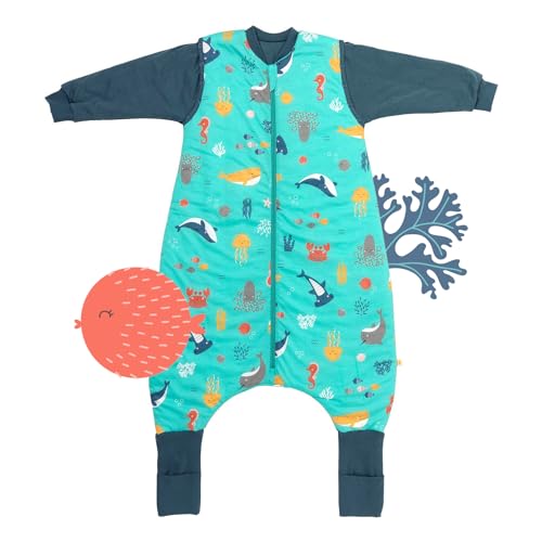 schlummersack Schlafsack mit Füßen Winter 3.5 Tog 90 cm Meerestiere | Kinder Schlafsack mit Beinen und verlängerten Bündchen für eine Körpergröße 90-100cm | Winter Füßen 3.5 Tog von schlummersack
