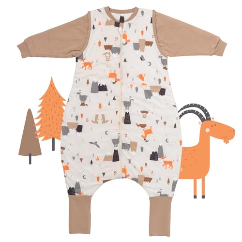 schlummersack Schlafsack mit Füßen ganzjährig 110 cm 2.5 Tog Bergtiere | Kinder Schlafsack mit Beinen und verlängerten Bündchen für eine Körpergröße 110-120cm | Ganzjahres Füßen von schlummersack