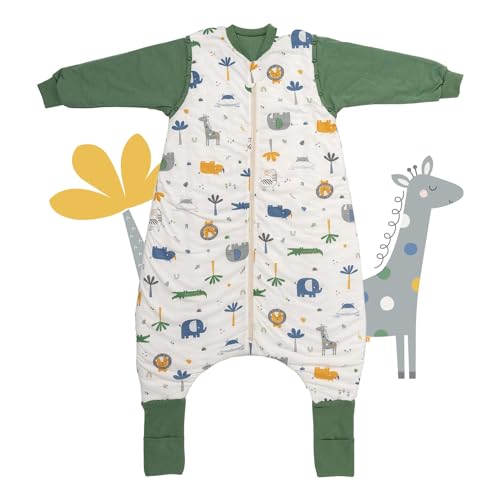 schlummersack Schlafsack mit Füßen ganzjährig 110 cm 2.5 Tog Dschungel | Kinder Schlafsack mit Beinen und verlängerten Bündchen für eine Körpergröße 110-120cm | Ganzjahres Füßen von schlummersack