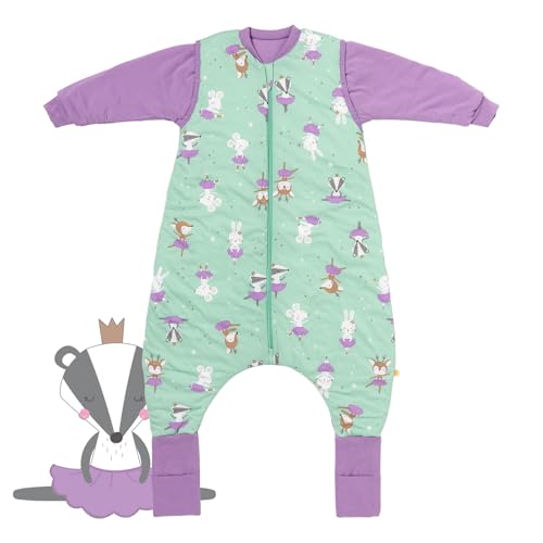 schlummersack Schlafsack mit Füßen ganzjährig 2.5 Tog 100 cm Ballerina | Kinder Schlafsack mit Beinen und verlängerten Bündchen für eine Körpergröße 100-110cm | Ganzjahres Füßen von schlummersack