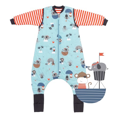 schlummersack Schlafsack mit Füßen ganzjährig 2.5 Tog 130 cm Pirat | Kinder Schlafsack mit Beinen und verlängerten Bündchen für eine Körpergröße 130-140cm | Ganzjahres Füßen 2.5 Tog von schlummersack