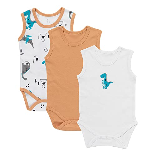 schlummersack ärmellos Baby Body Set 100% Bio Baumwolle Jurassic Größe 86 12-18 Monate | 3 Stück Body Baby Junge - Sommer Babybody ohne Arm Bio Baumwolle | Baby Bodys Jungen, Bodys Baby Jungen Pack von schlummersack