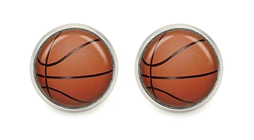 Basketball Motiv Cabochon Ohrstecker silberfarben Ball Ohrringe von schmuck-stadt