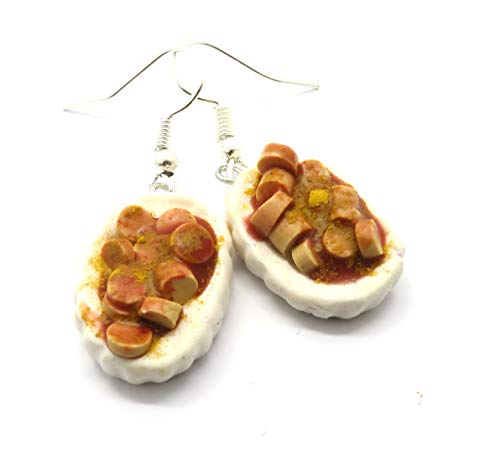 Currywurst Schale Ohrringe handmade Ohrhänger von schmuck-stadt