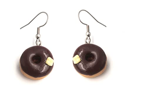Donut mit weisser Schokolade Ohrringe handmade Damen Ohrhänger von schmuck-stadt