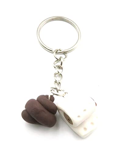 Klopapier mit Poo Schlüsselanhänger silberfarben Taschenanhänger Plätzchen von schmuck-stadt