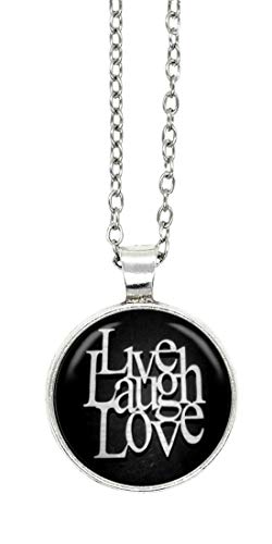 Live Love Laugh - Motiv Cabochon Kette 60 cm silberfarben von schmuck-stadt