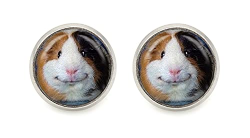 Meerschweinchen Motiv Cabochon Ohrstecker silberfarben Ohrringe von schmuck-stadt