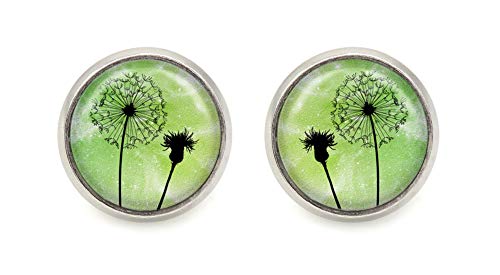 Damen Ohrstecker Pusteblumen Motiv Cabochon silberfarben Ohrringe von schmuck-stadt