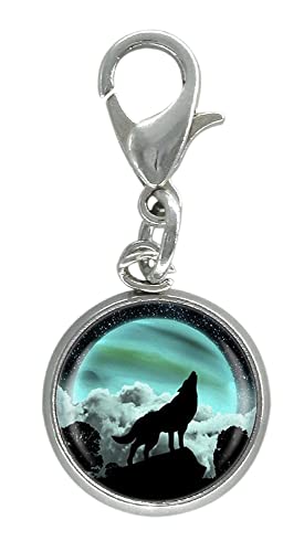 Wolf Cabochon Anhänger / Charm silberfarben für Armbänder oder Ketten von schmuck-stadt