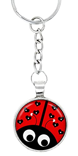 schmuck-stadt Cabochon Schlüsselanhänger mit Marienkäfer Motiv silberfarben Taschenanhänger von schmuck-stadt