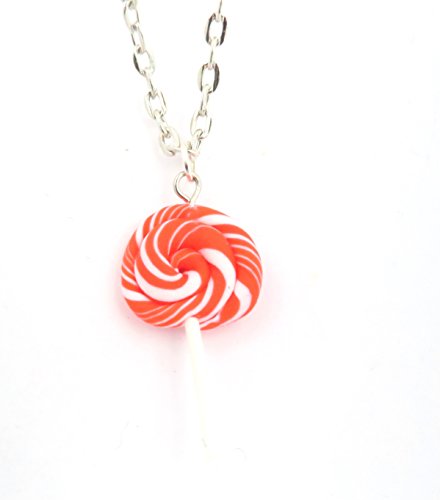 schmuck-stadt Erdbeer Lolli Kette 60 cm Lutscher rot Weiss von schmuck-stadt