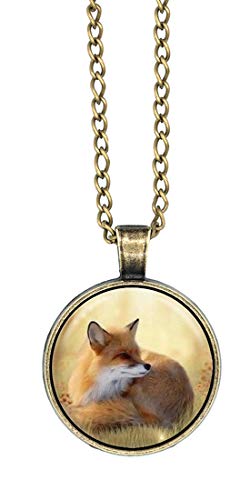 schmuck-stadt Fuchs Cabochon Kette 60 cm bronzefarben Tier Anhänger von schmuck-stadt