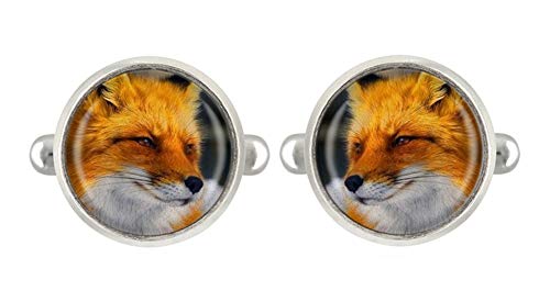 schmuck-stadt Fuchs Motiv Cabochon Manschettenknöpfe silberfarben von schmuck-stadt