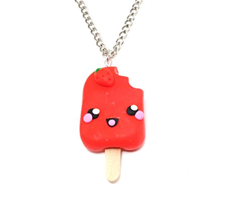 schmuck-stadt Kawaii Erdbeer EIS Kette 60 cm Handmade von schmuck-stadt