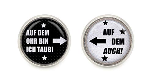 schmuck-stadt Ohrstecker Spruch silberfarben '' Auf dem Ohr bin ich taub, auf dem auch'' Ohrringe von schmuck-stadt