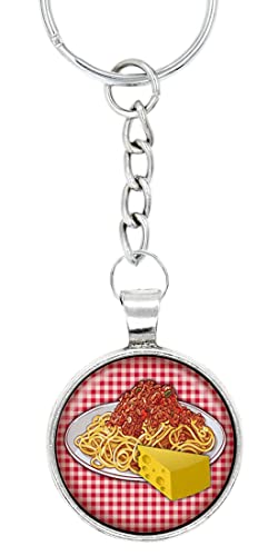 schmuck-stadt Spaghetti Bolognese Schlüsselanhänger Cabochon silberfarben Taschenanhänger von schmuck-stadt