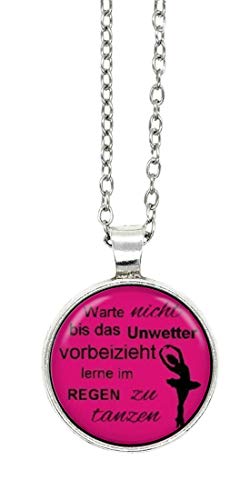 schmuck-stadt Warte Nicht bis das Unwetter vorbeizieht Spruch Motiv Cabochon Kette 60 cm silberfarben von schmuck-stadt