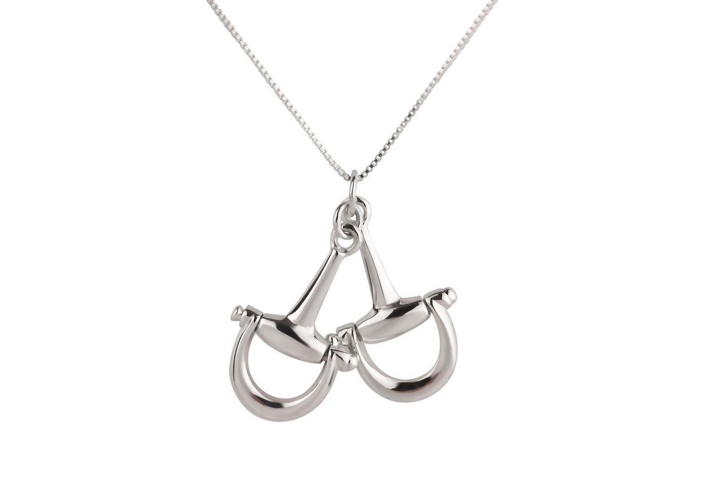 Kettenanhänger Anhänger Kette Pferd Trense Gebiss 925 Silber (Anhänger mit Kette), Silberanhänger Symbol Reiten Kinder Damen Mädchen Halskette Kette Panzerkette von schmuck23